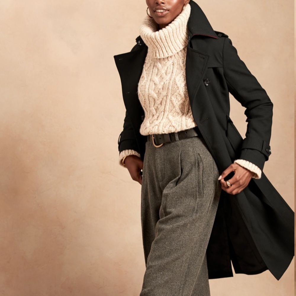 BANANA REPUBLIC Cotton Button Up Long Peacoat Small